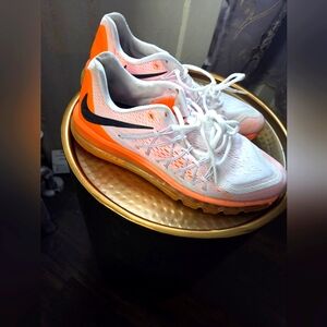 Womens Nike Air Max 2015 Orange and White Athletic Shoes with Cushioned Sole